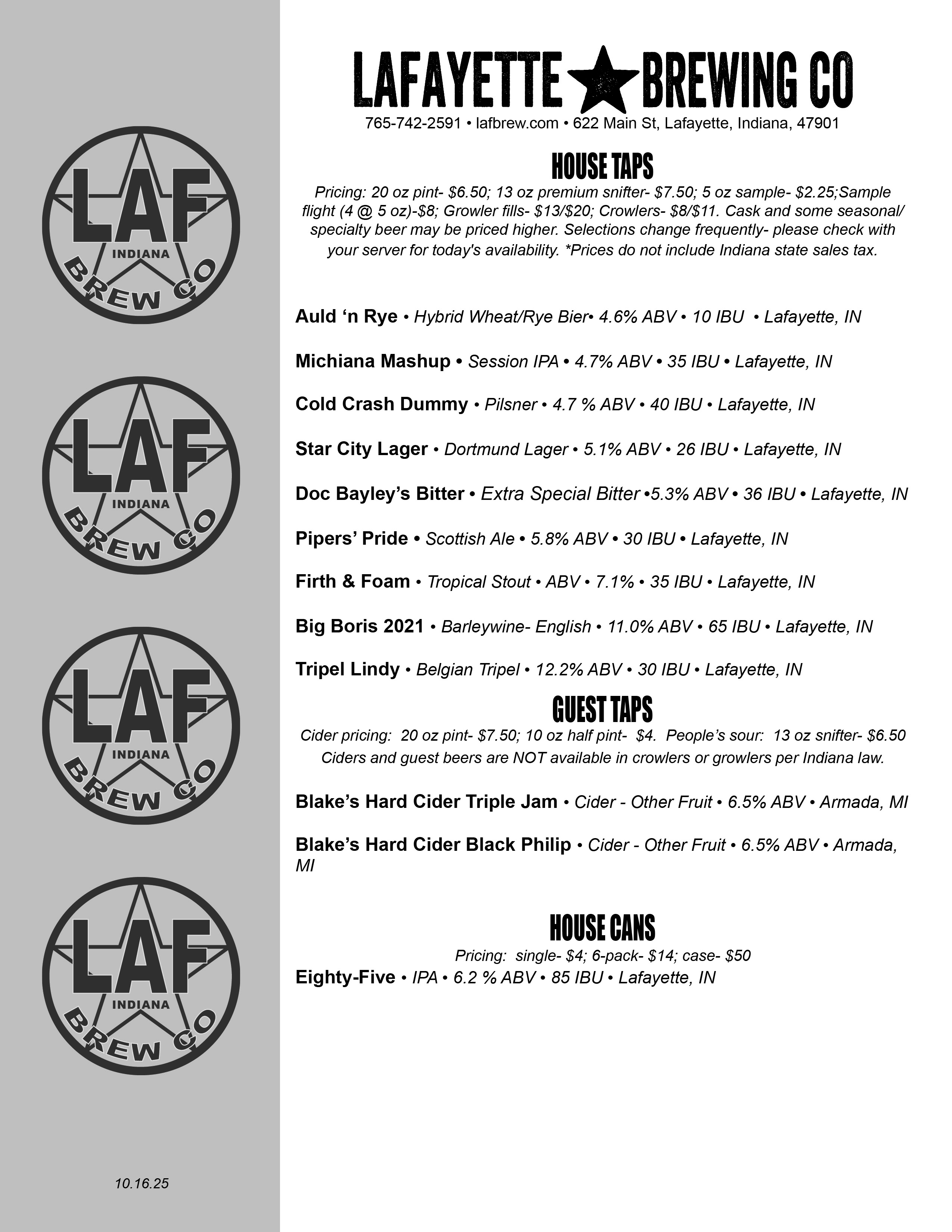 beer menu image